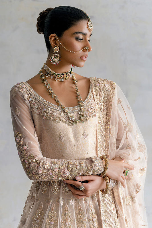 Golden Sunset – Ivory Gold Bridal Peshwas Lehenga Maxi