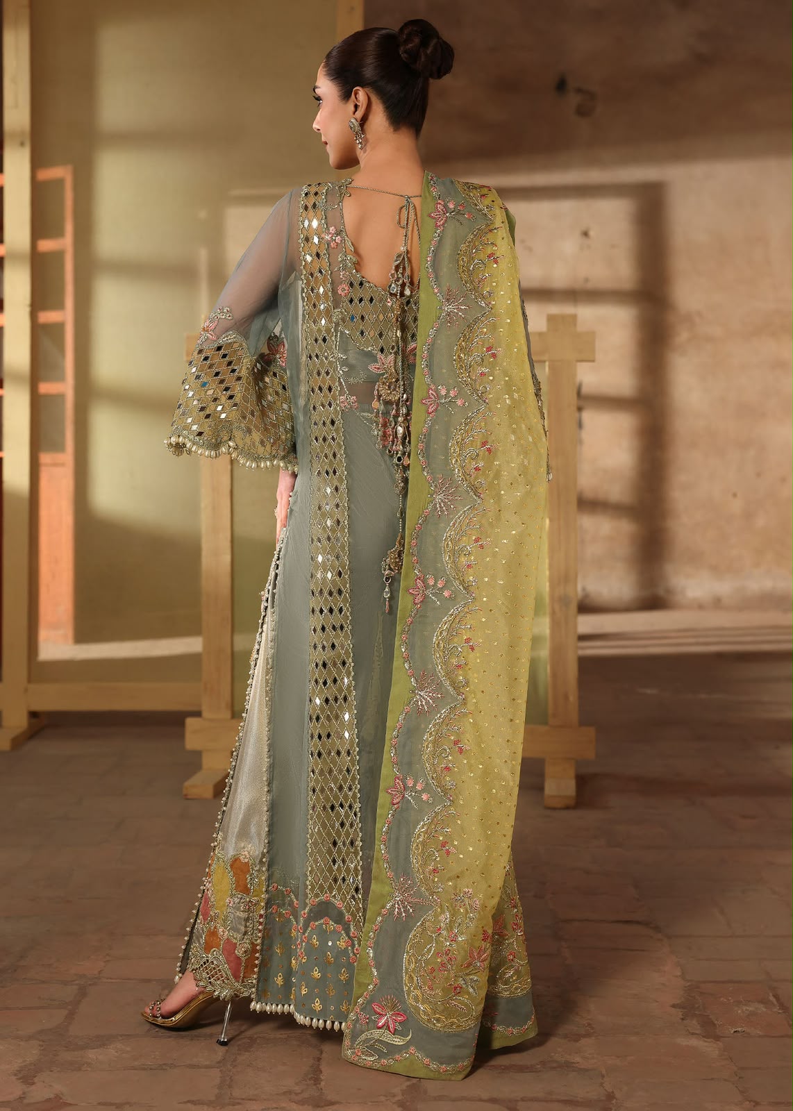 Jhalak embroidered Pakistani partywear outfit with luxury detailing and matching dupatta