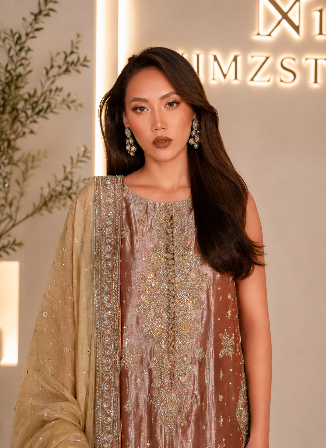 Ayesha Makda Inspired Wedding Guest Party Wear Embroidered Outfit