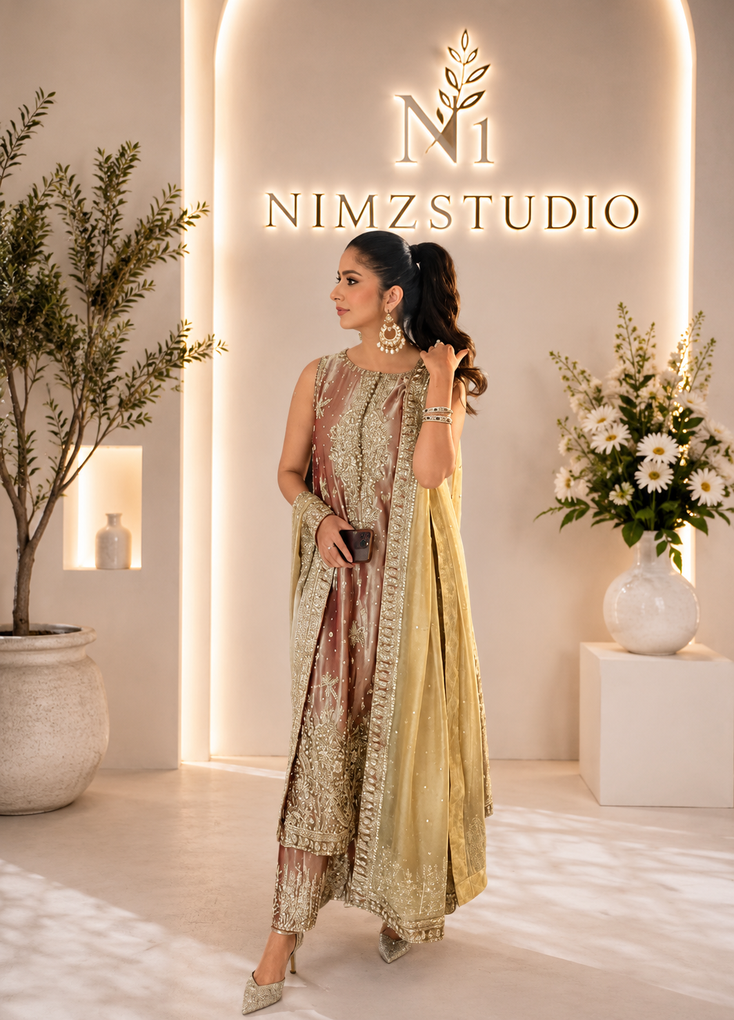 Ayesha Makda Inspired Luxury Pakistani Party Wear Dress with Hand Embroidery