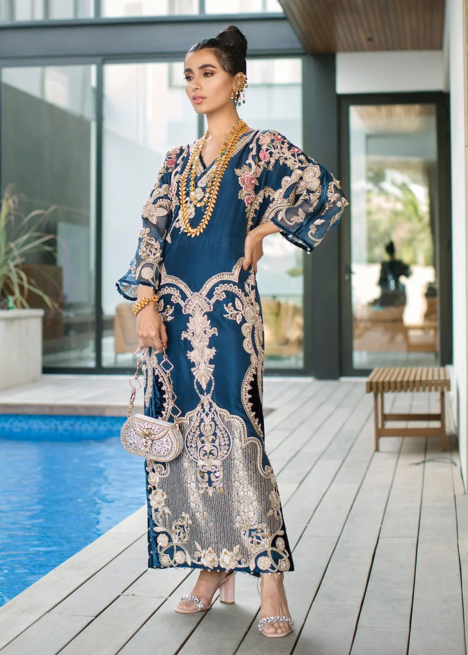 Kaftan style Pakistani designer dress Long shirt pure fabric