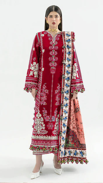 Red - CHASHME BAHAR - Premium Lawn