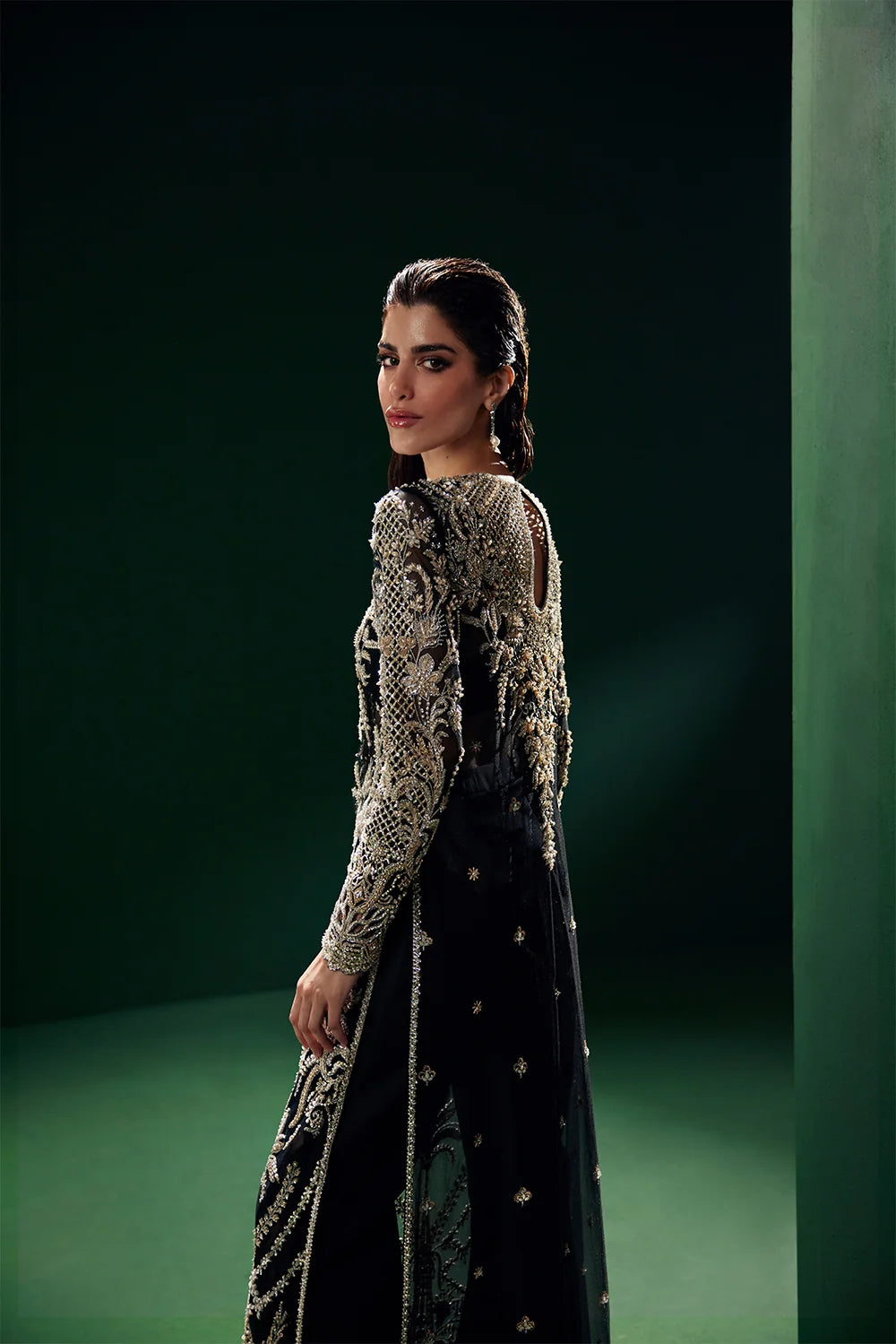 Detailed hand embellished design of Soraya Eclat Pakistani formal wear