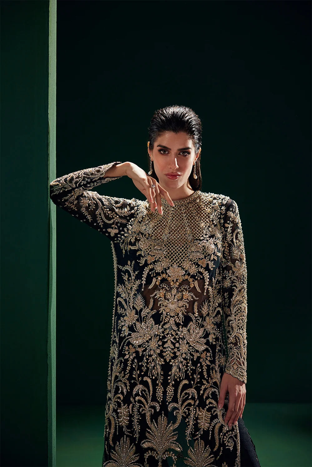 Eclat by Soraya luxury Pakistani wedding dress in black net