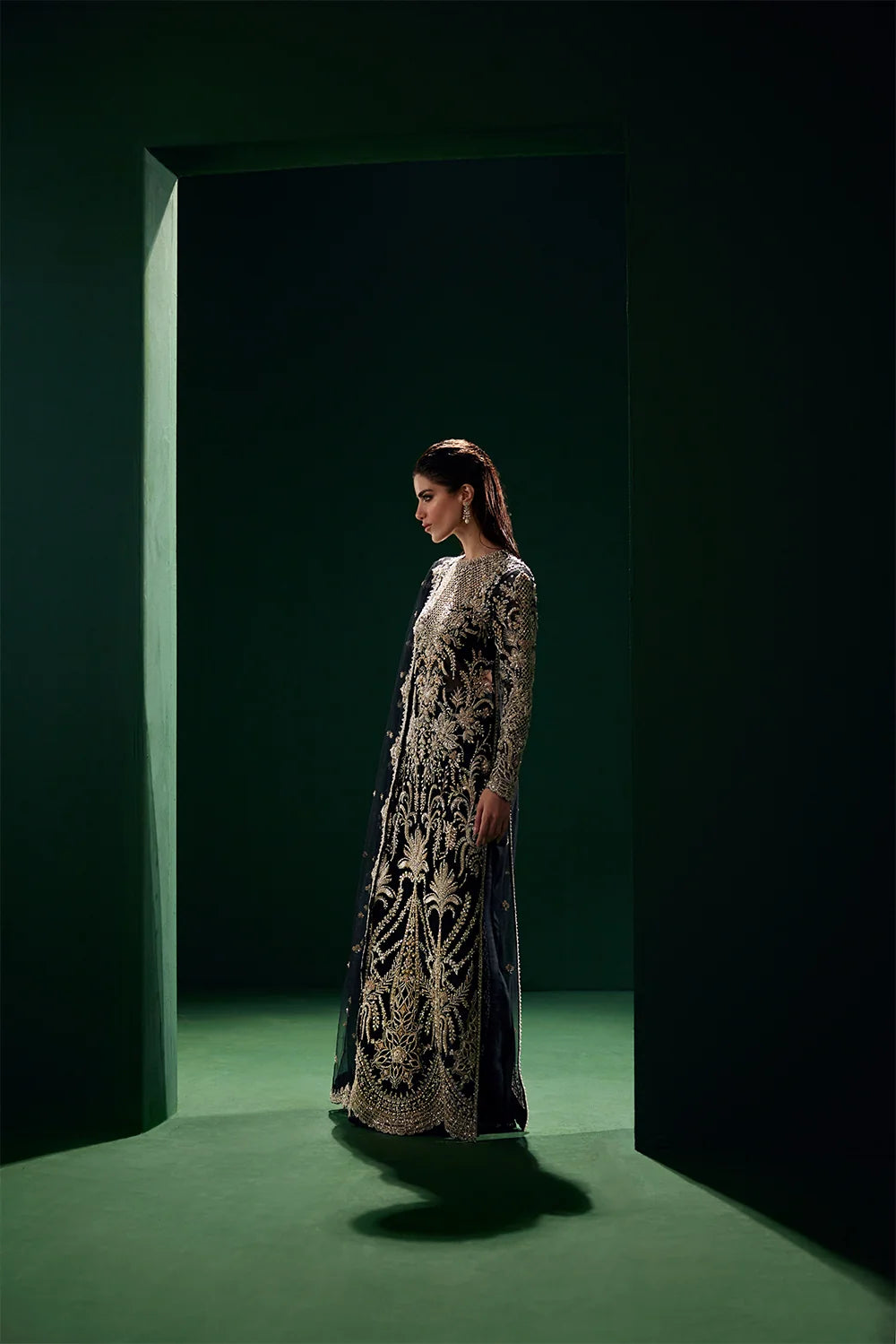 Eclat black Pakistani party dress by Soraya with elegant net detailing