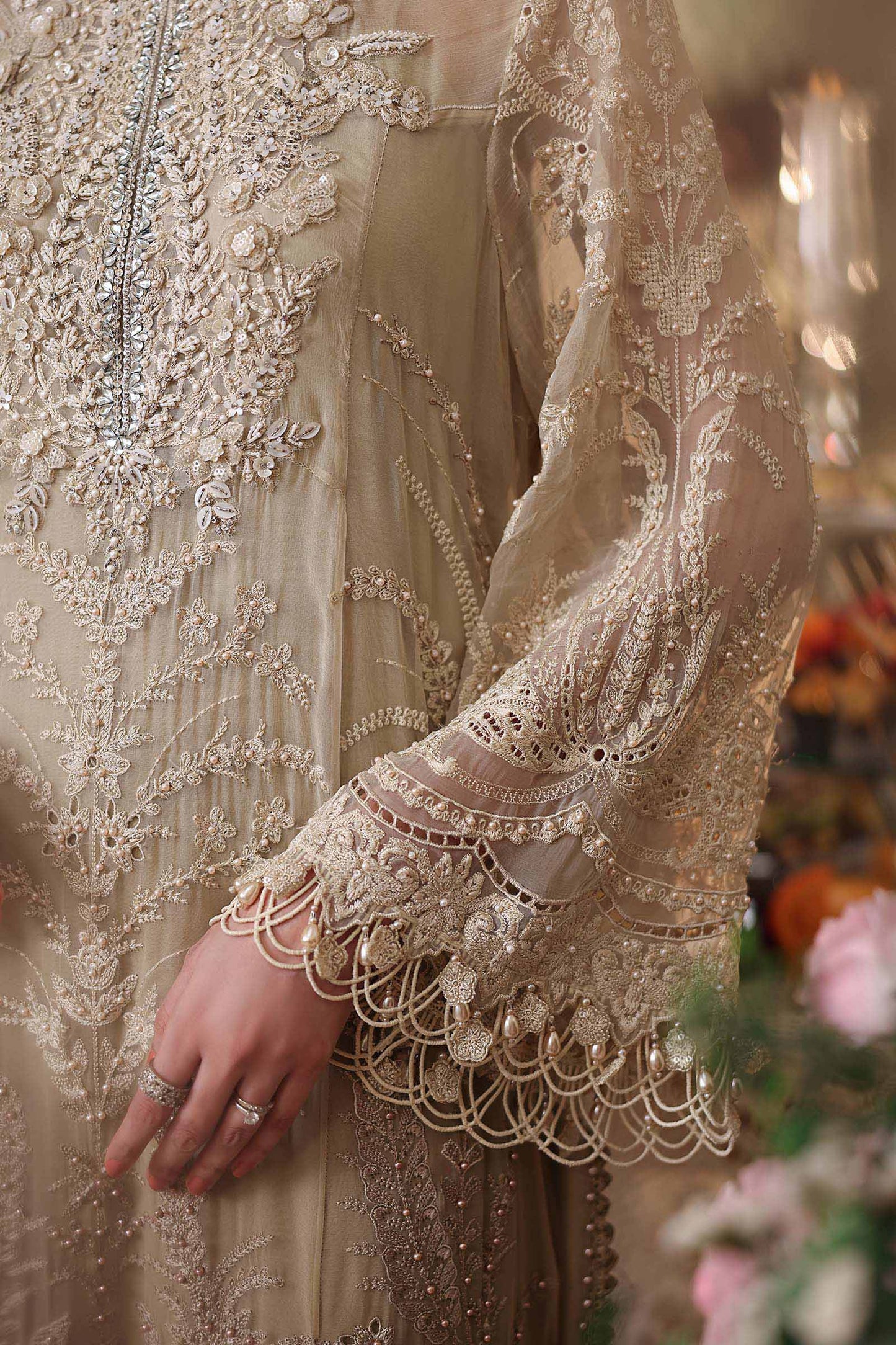 Maria.B Inspired MBC-03 Hand Embroidered Luxury Chiffon Shirt Detail