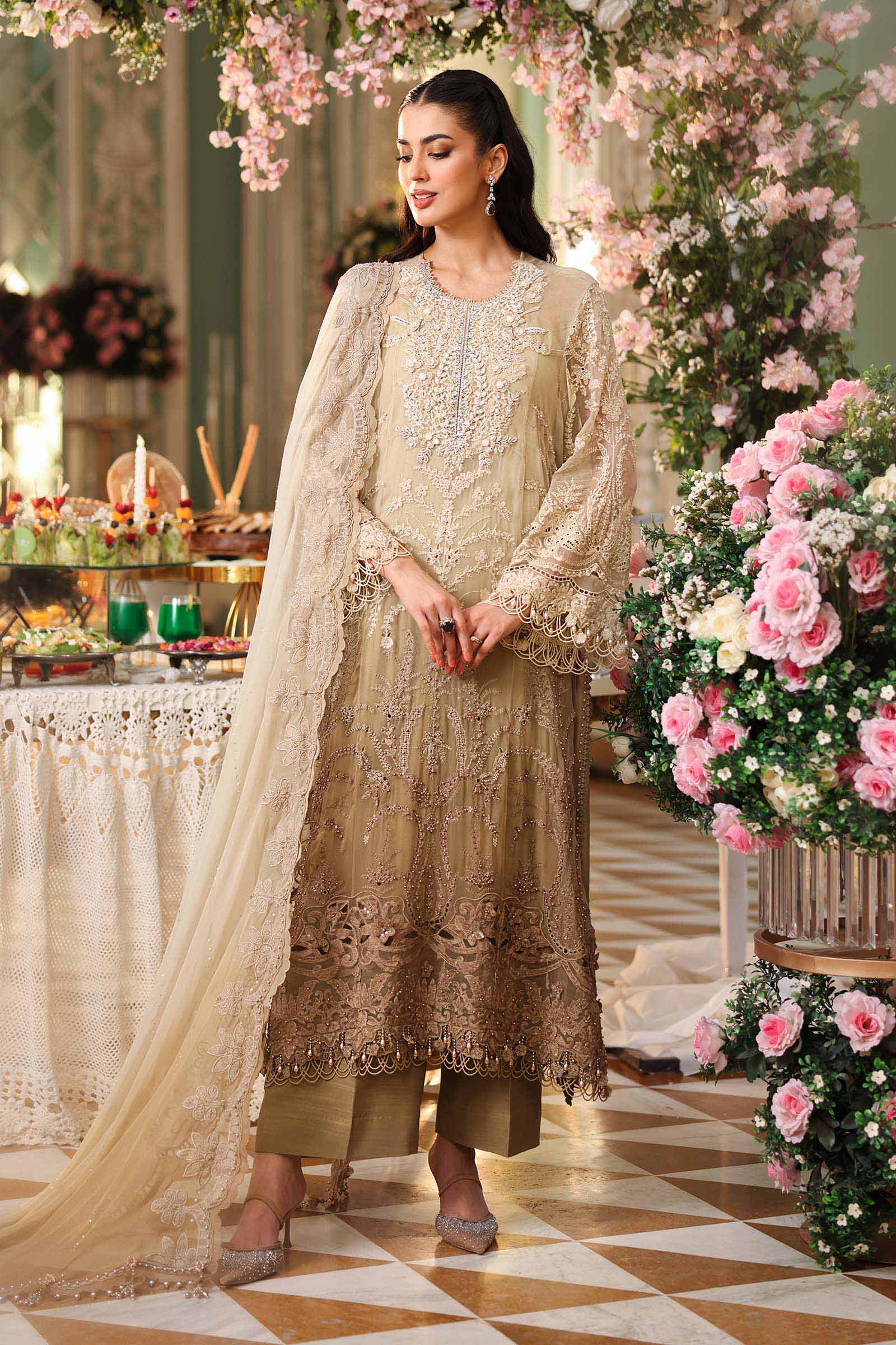 Maria.B Inspired MBC-03 Luxury Chiffon 3 Piece Embroidered Party Wear Suit