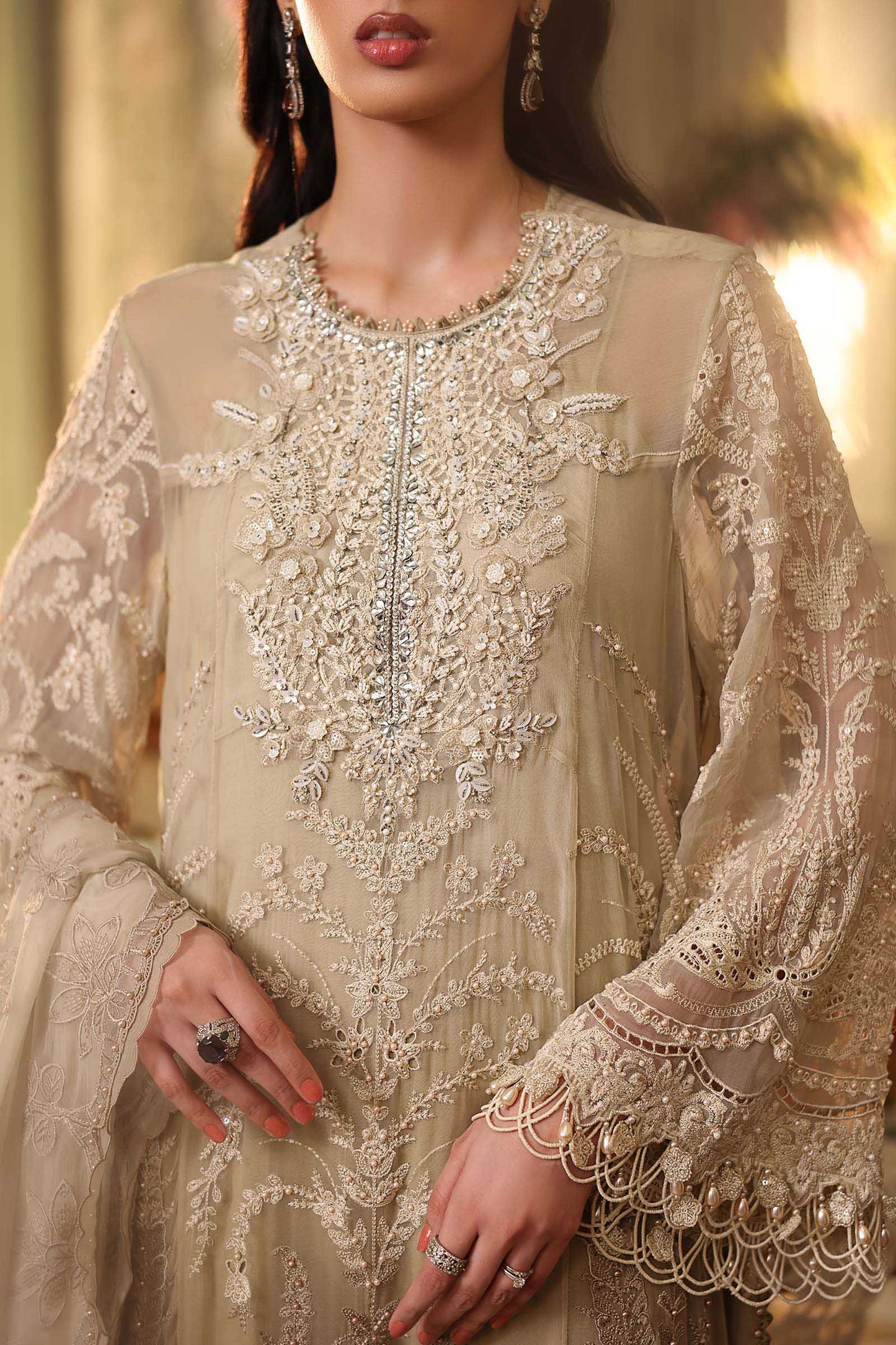 Maria.B Inspired MBC-03 Crystal Stone Embellished Chiffon Party Wear Outfit