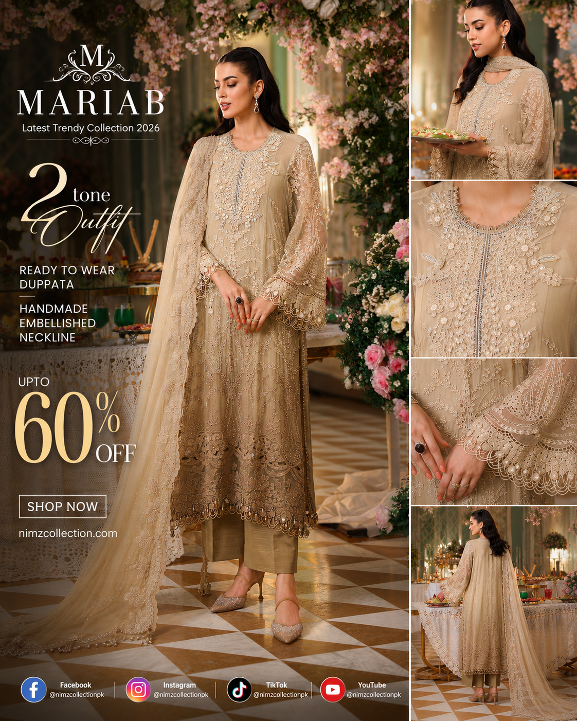 Maria.B Inspired MBC-03 Elegant Pakistani Formal Wear Chiffon Outfit