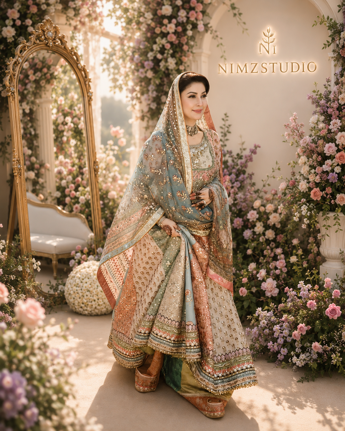Nomi Ansari inspired maxi worn by Maryam Nawaz wedding partywear outfit