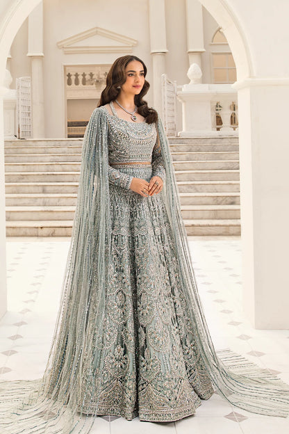 Minty Breeze Pakistani formal maxi with intricate adda work by Erum Khan
