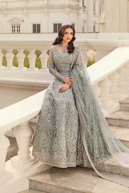 Minty Breeze mint Pakistani designer dress with embellished net dupatta