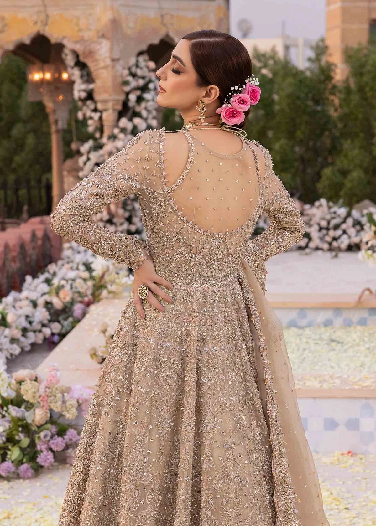 Mirani Kanwal Malik luxury net maxi with intricate kora dabka handwork
