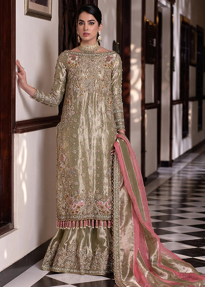 Moss Fantasy by Sara Rohale Asghar Pakistani designer dress in pure tassel silk
