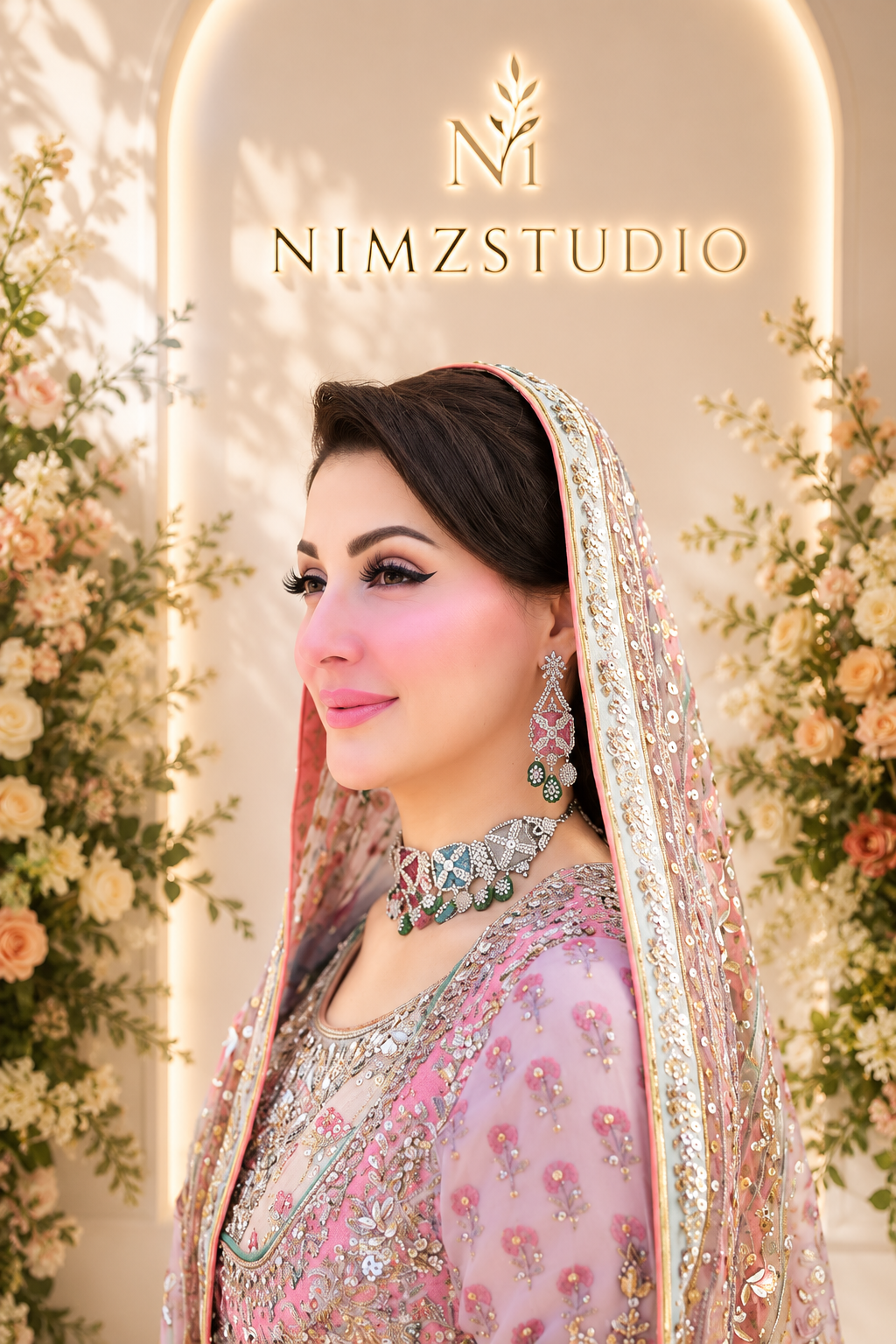 Pakistani designer inspired pastel wedding dress for Nikah Walima Barat and Mehndi
