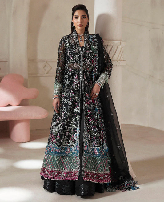 Auriane black organza pishwas Pakistani designer dress