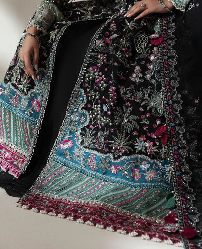 Auriane black Pakistani wedding dress with floral embroidery