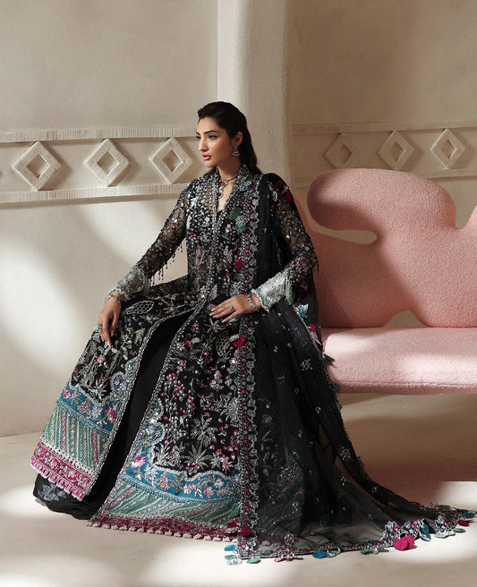 Auriane embroidered organza pishwas with handmade stone work