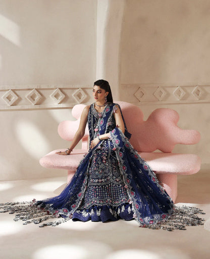 Clarisse embroidered Pakistani wedding wear net gown with dupatta