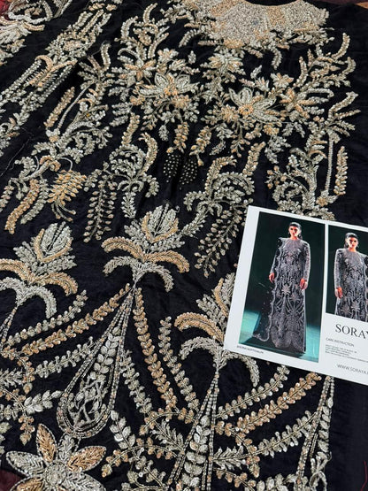 Soraya Eclat black net dress featuring detailed luxury embroidery