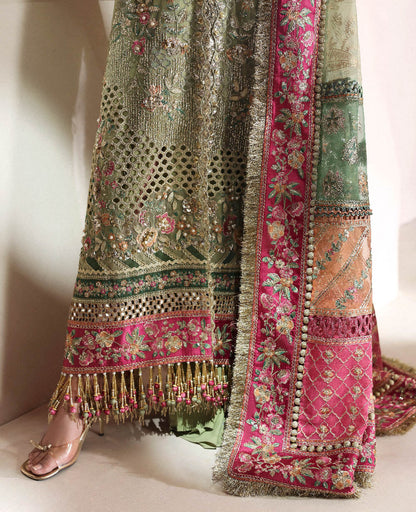 Éliane Pakistani organza suit embroidered trouser and dupatta detail