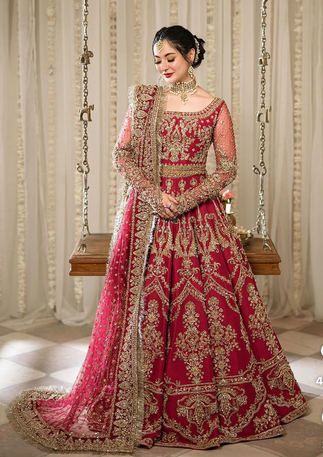 Arusa | Bridal Red 14 Panel Maxi