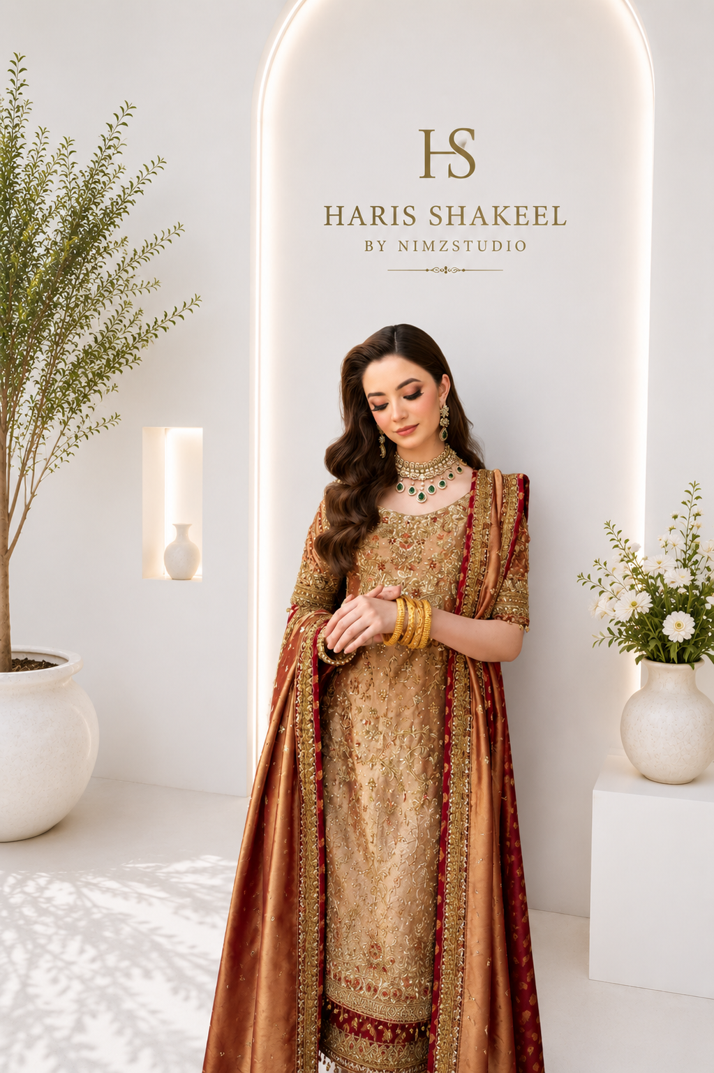 Haris Shakeel MEERUB designer inspired Pakistani formal dress with embroidered luxury fabric for wedding guests and festive celebrations
