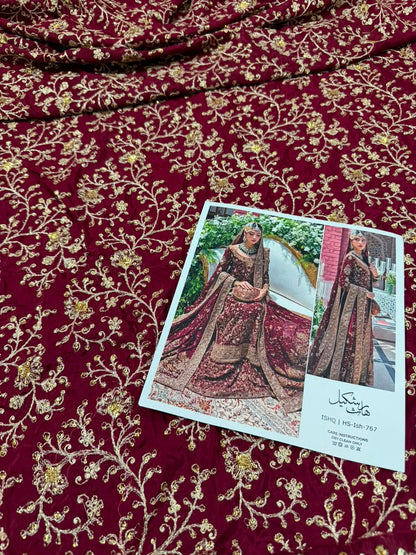 Close-up of Haris Shakeel Pakistani designer inspired sharara highlighting fine embroidery and handcrafted details.