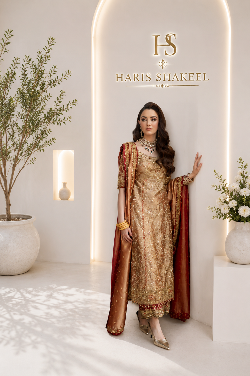 MEERUB luxury Pakistani wedding dress by Haris Shakeel with premium embroidery for partywear, wedding wear and formal occasions