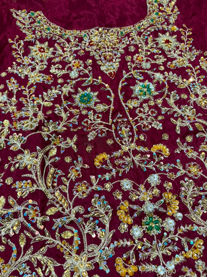 Shirt  Front Closeup HS Ishq Bridal Haris Shakeel Inspired Luxury Bridal Lehenga Pakistani Wedding Dress