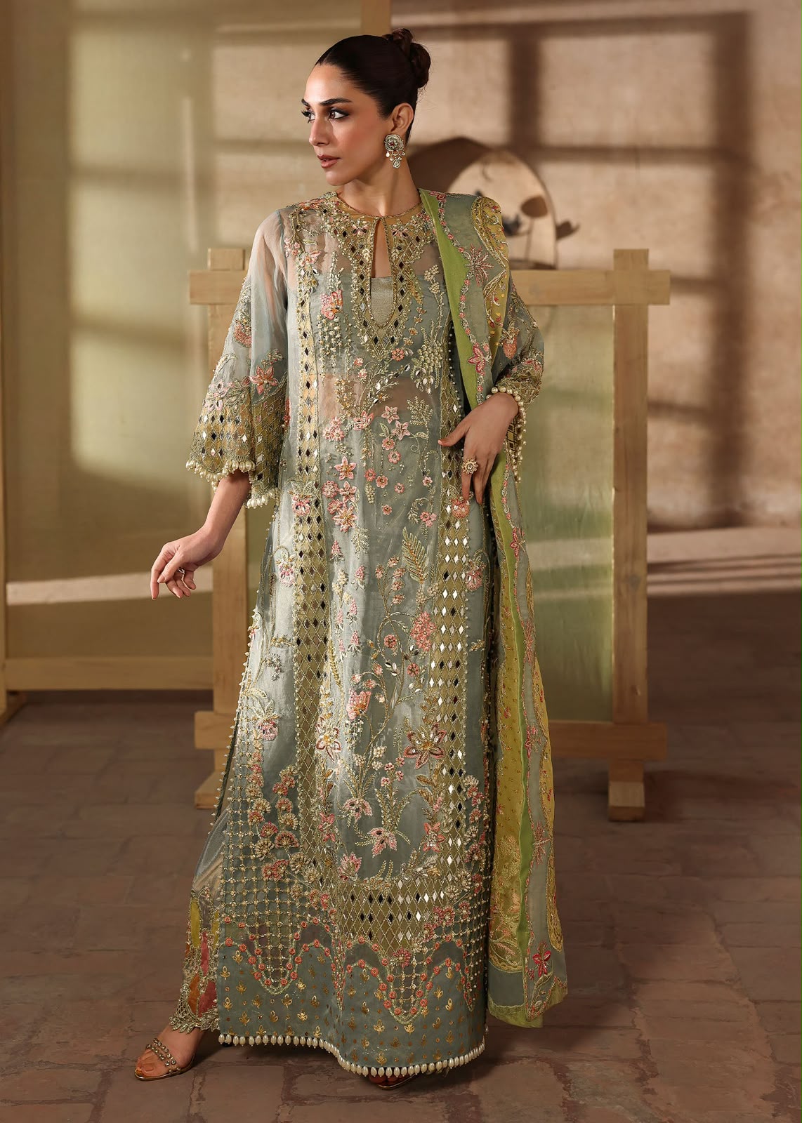 Jhalak luxury Pakistani party wear dress with intricate embroidery and elegant detailing