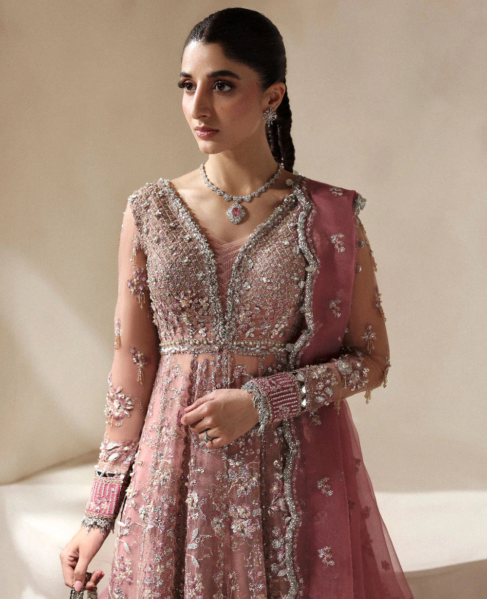 Juliane luxury embroidered organza pishwas front view