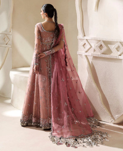 Juliane Pakistani wedding wear organza pishwas back view with dupatta