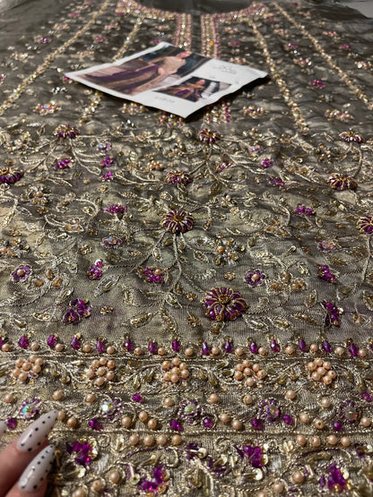 Pakistani dress design Aroha in premium Shabnum Masoori by Haris Shakeel