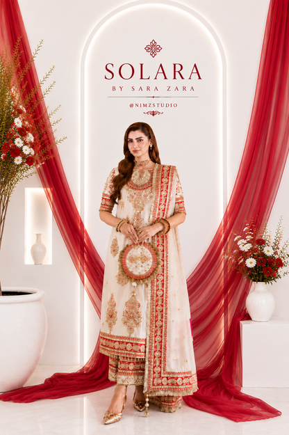 SOLARA pure Tassel Silk Pakistani formal dress with Zardozi work and Meidum Silk dupatta