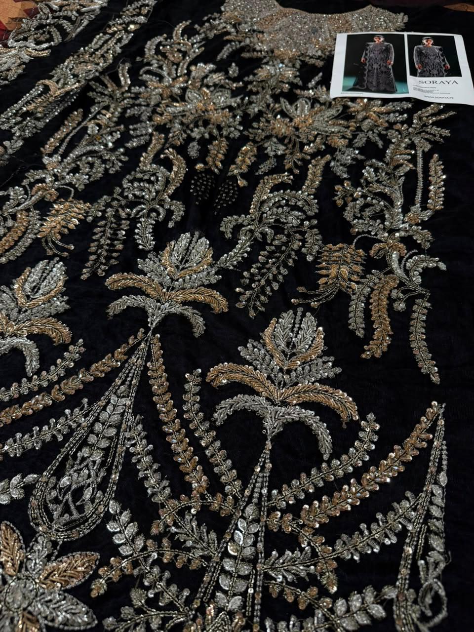 Close up embroidery detail of Soraya Eclat luxury Pakistani dress