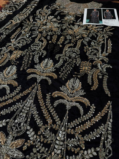 Close up embroidery detail of Soraya Eclat luxury Pakistani dress